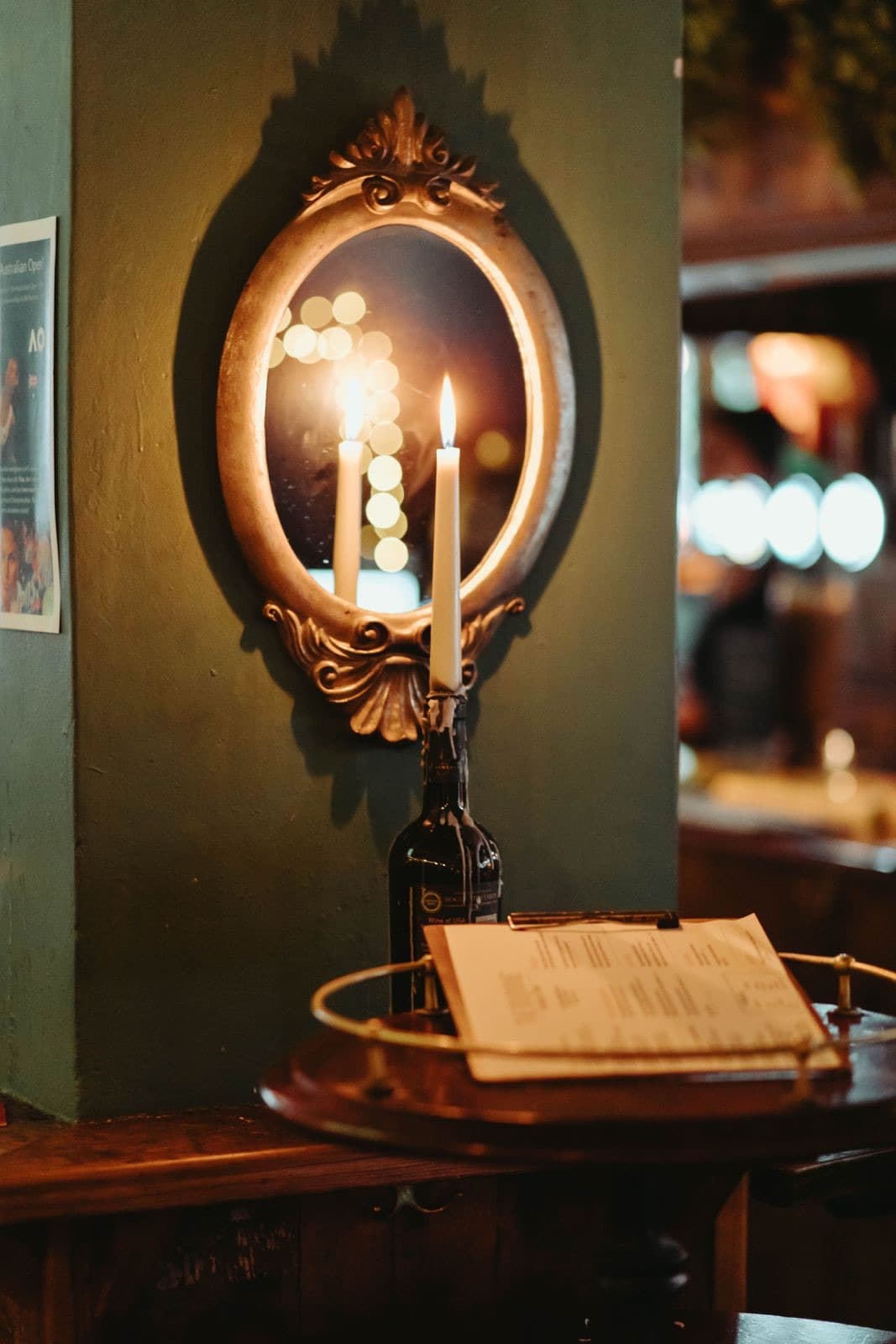 Candlelit table detail at The Woodbine